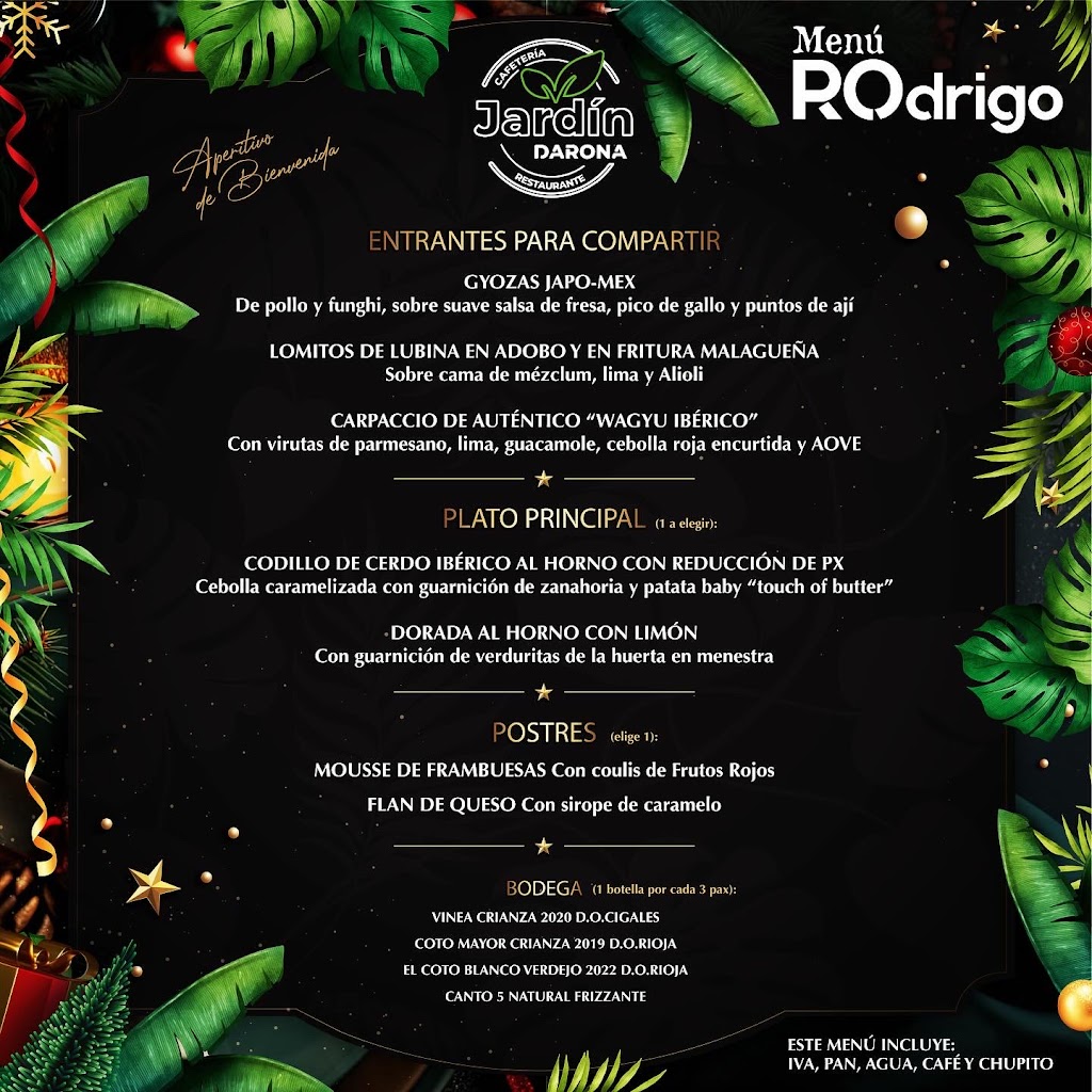 Restaurante Jardin DARONA — Carta