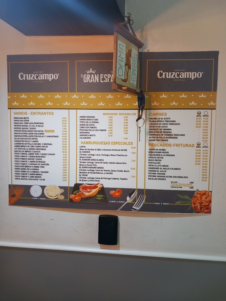 Bar El gran Espartero — Carta