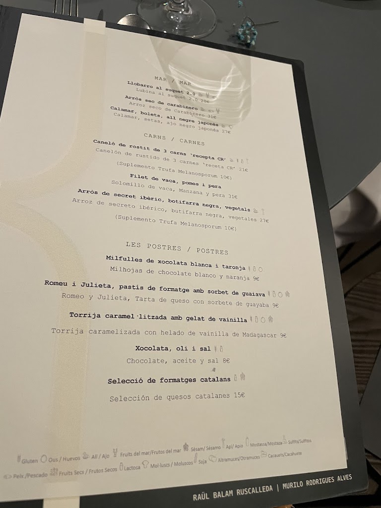 Cuina Sant Cugat — Carta