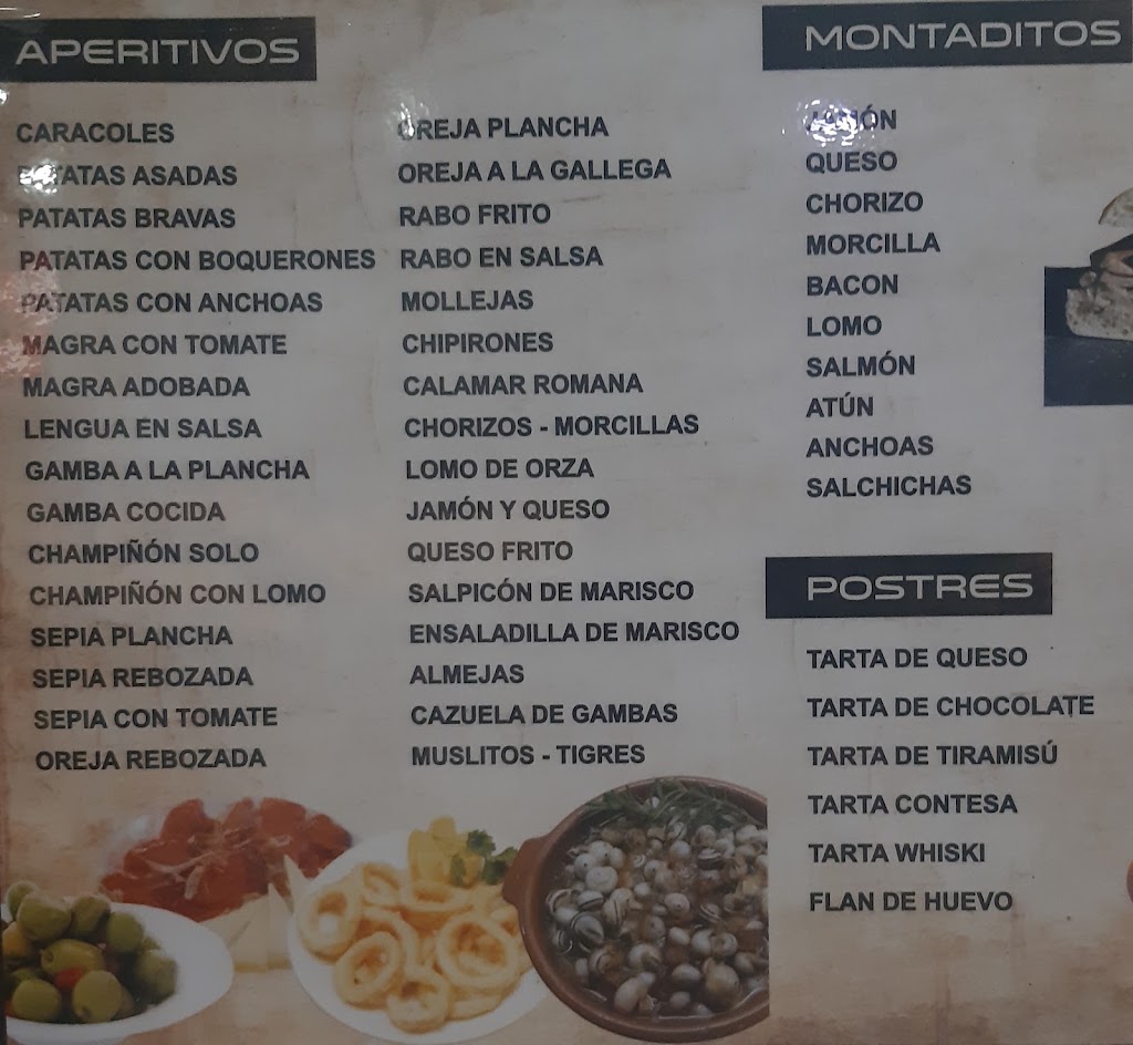 BAR LOS LEBREROS — Carta