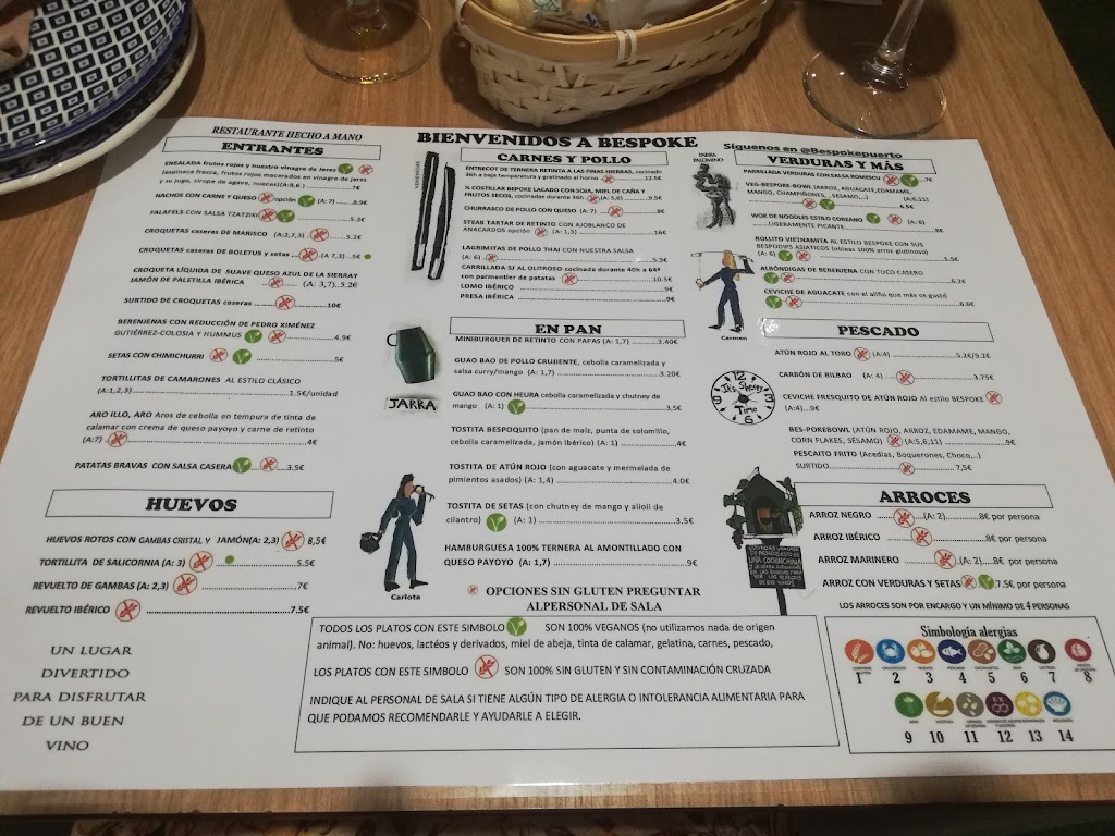 Restaurante Bespoke — Carta