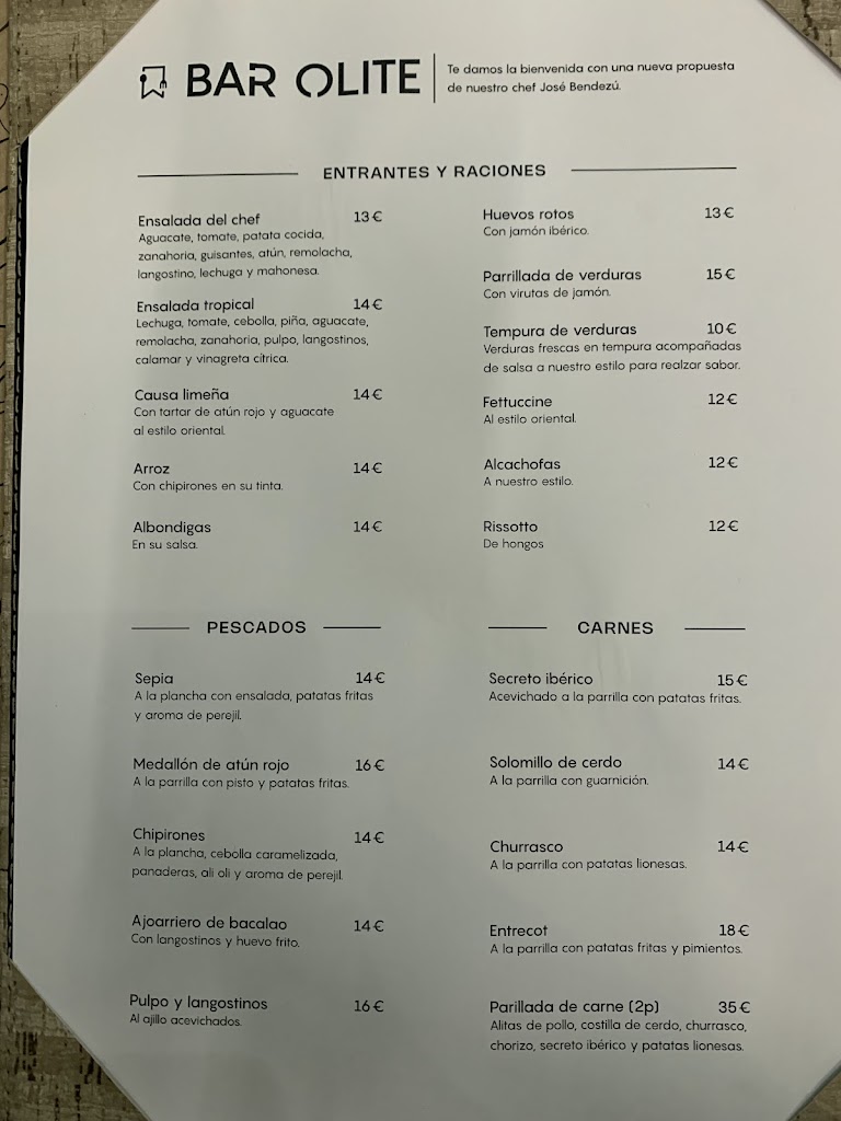 Bar Olite — Carta