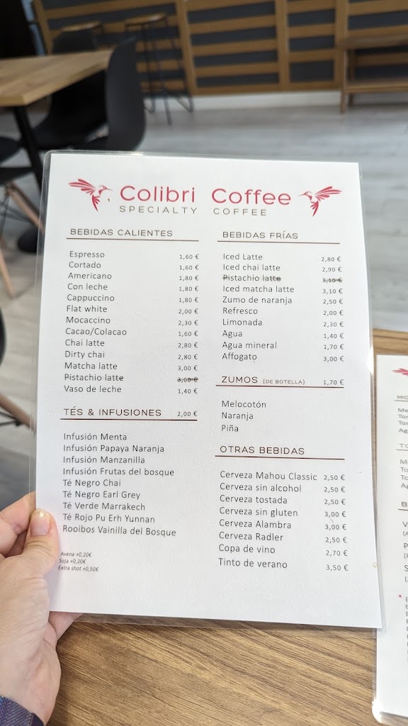 Colibri Coffee — Carta