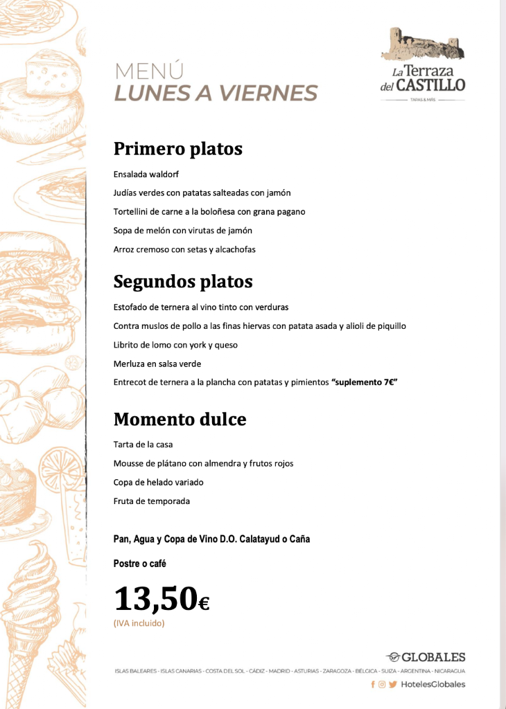 Restaurante Globales Castillo de Ayud — Carta