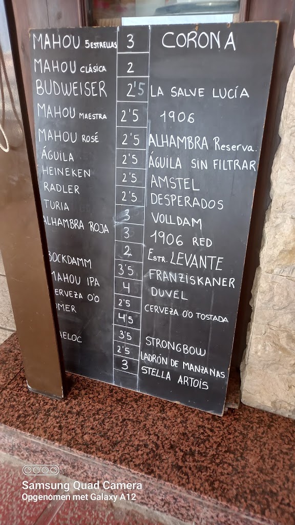 El Passatge bar — Carta
