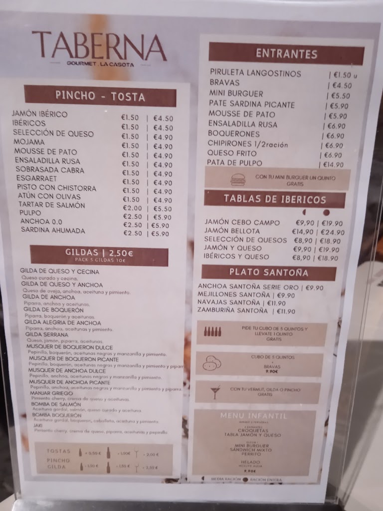 TABERNA Gourmet La Casota — Carta