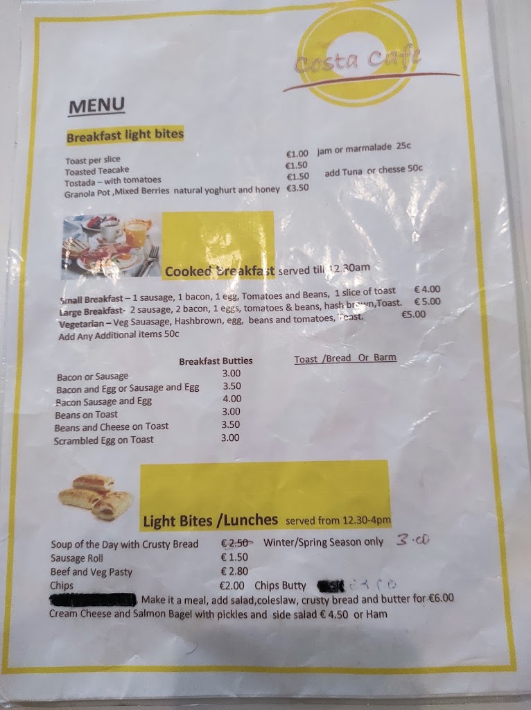 Costa Cafe — Carta