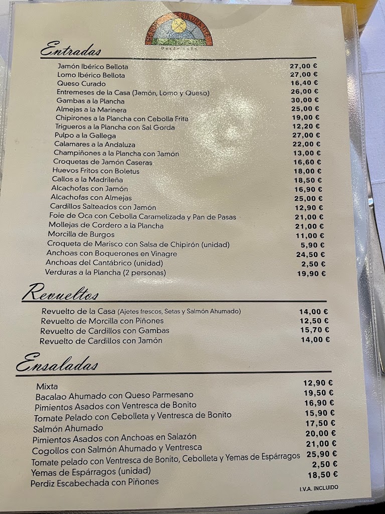 Meson Restaurante Santi Mostacilla — Carta