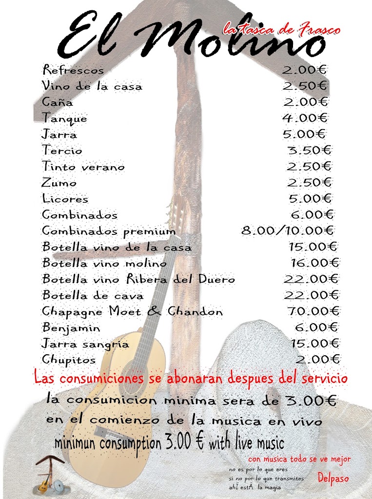 BAR EL MOLINO NERJA LA TASCA DE FRASCO — Carta