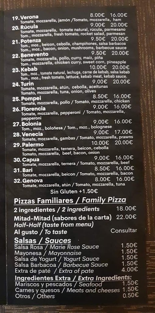 Pizzeria Via Appia — Carta