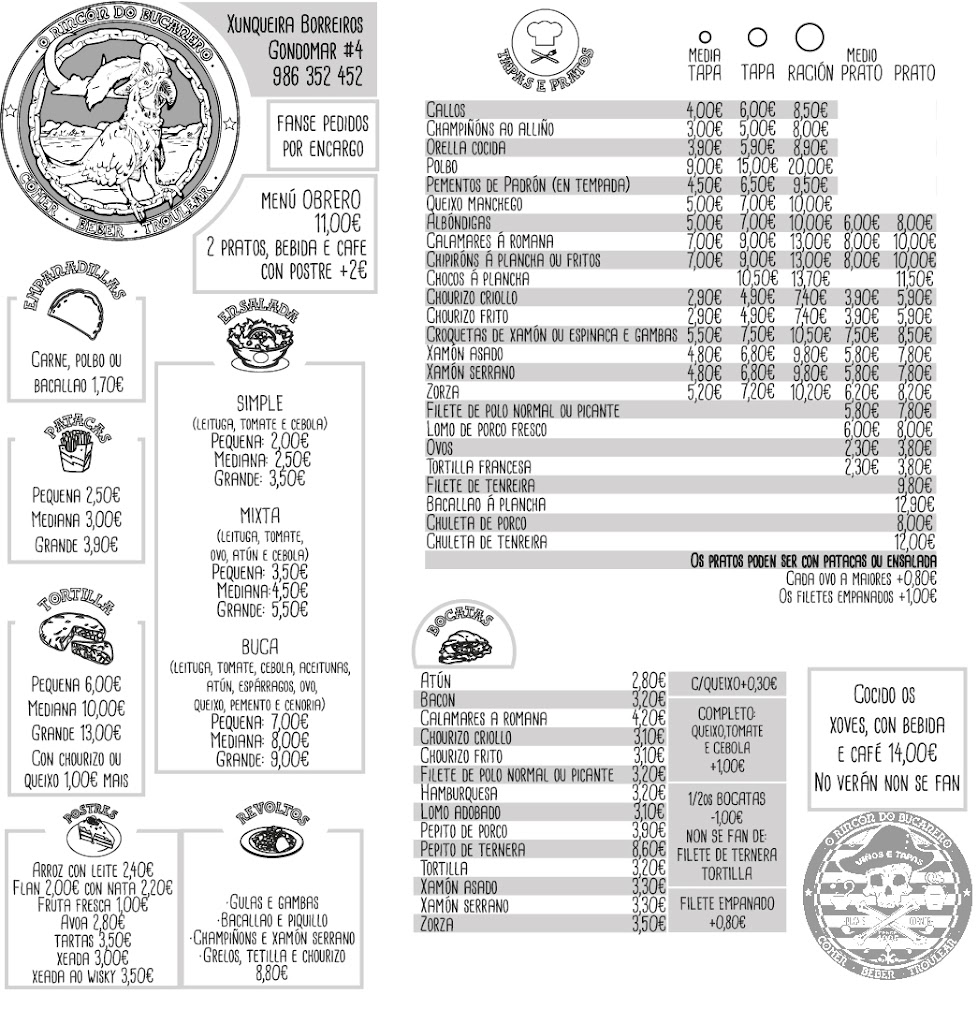 Bar O Rincon do Bucanero — Carta