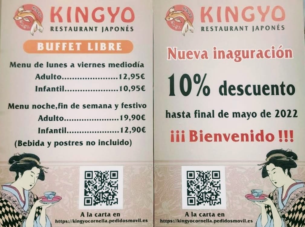 Kingyo Cornella Restaurant Japones (mes que sushi) — Carta