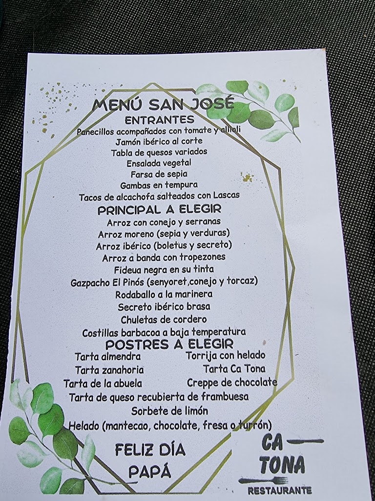 Ca Tona Restaurante — Carta