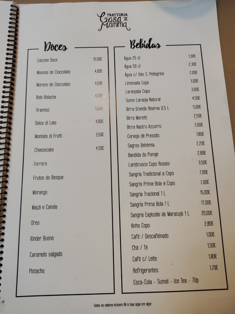 Trattoria Casa di Mamma — Carta