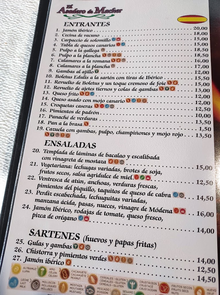 Asadero de Macher — Carta
