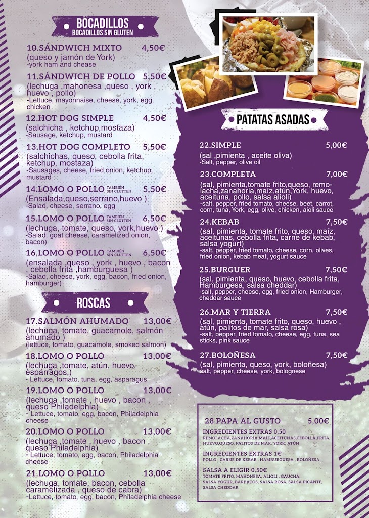 Bocateria y papas asadas — Carta
