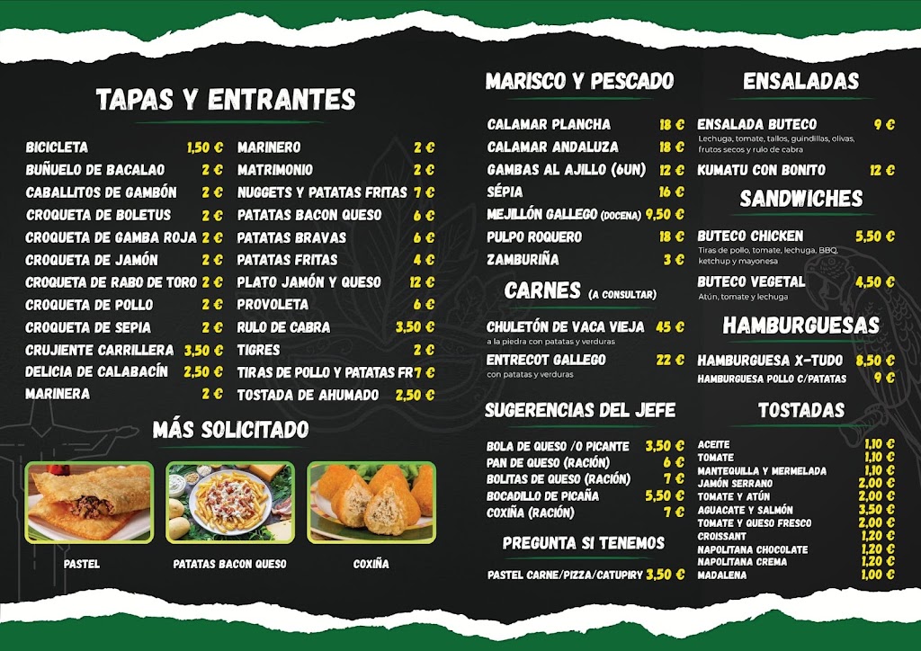 Buteco Gastro Bar — Carta