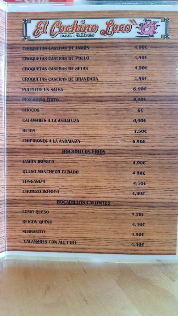 El Cochino Loco — Carta