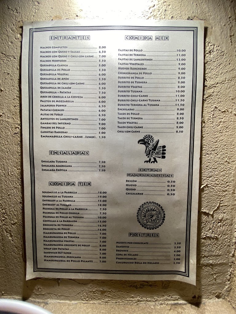Restaurante Tijuana — Carta