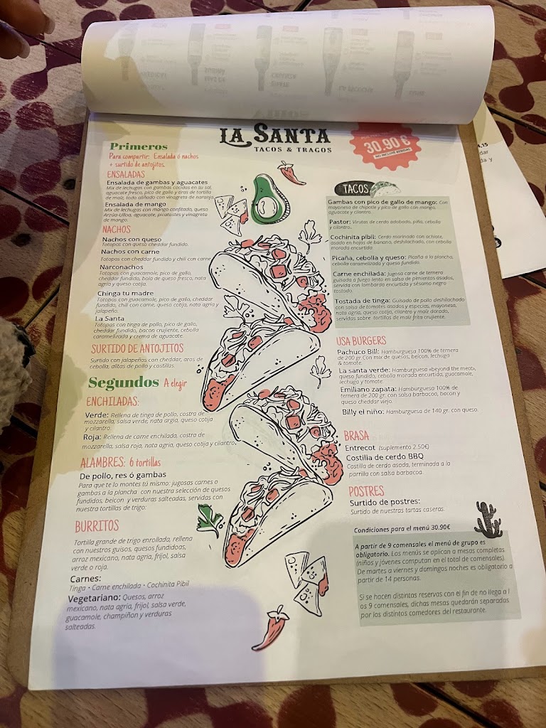 La Santa Mexicano — Carta