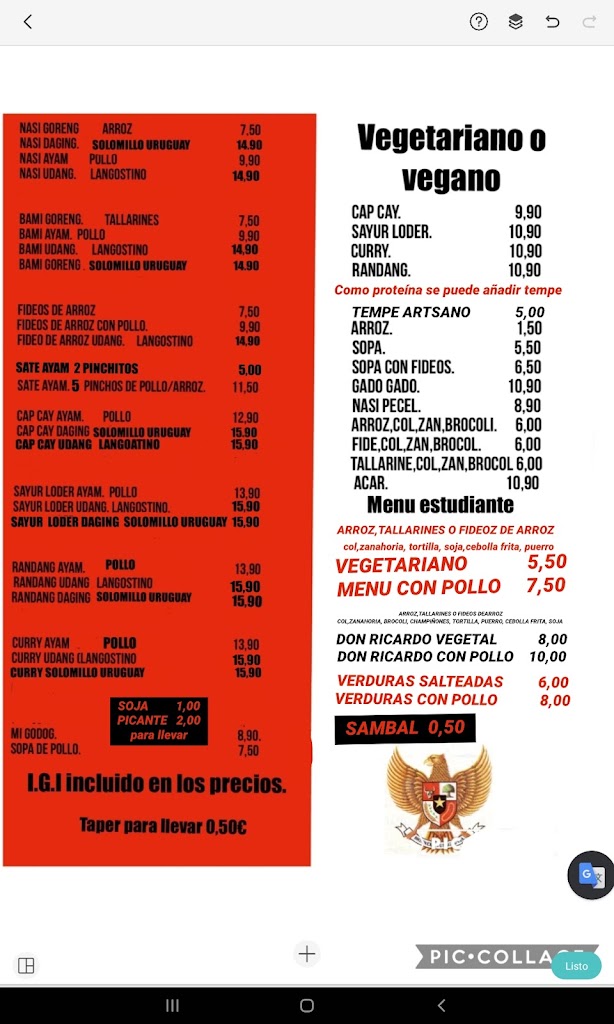 Wong Solo Casaari — Carta