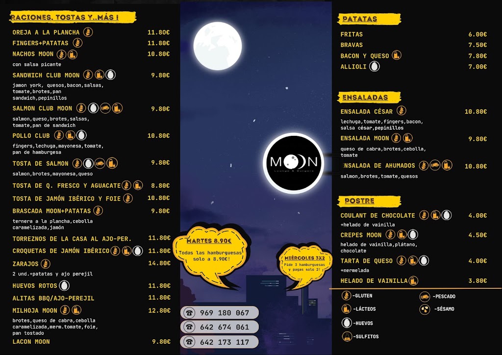 Moon lounge&burgers — Carta