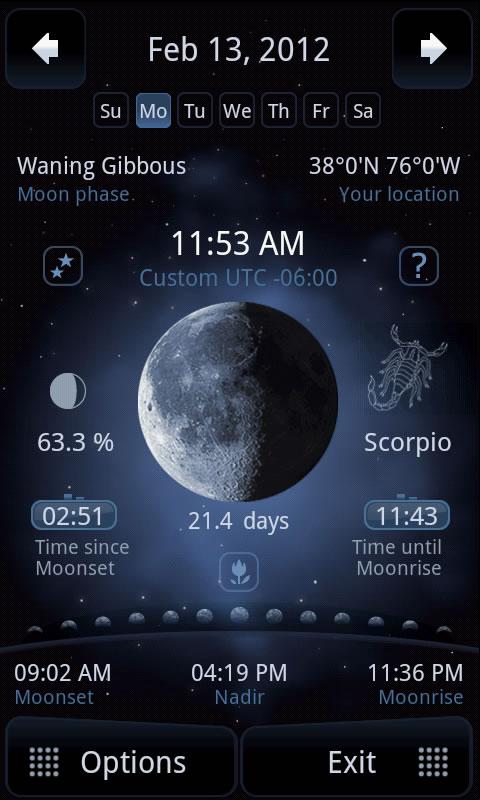 Android application Deluxe Moon - Moon Calendar, Phases and more! screenshort