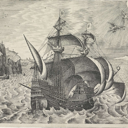 Zeilschip met de val van Icarus, Frans Huys, after Pieter Bruegel (I ...