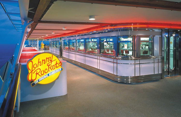 You can dine outside at Johnny Rockets, the '50s-style diner on Voyager of the Seas.
