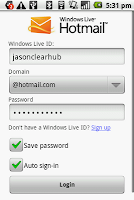 Windows Live Hotmail PUSH mail screenshot