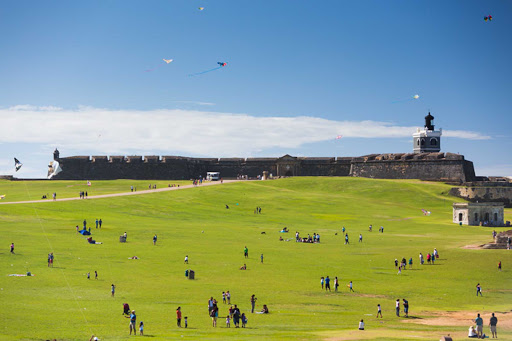 Puerto-Rico-San-Cristobal-kites - Kite flying at Castillo de San Cristobal in Old San Juan, Puerto Rico.