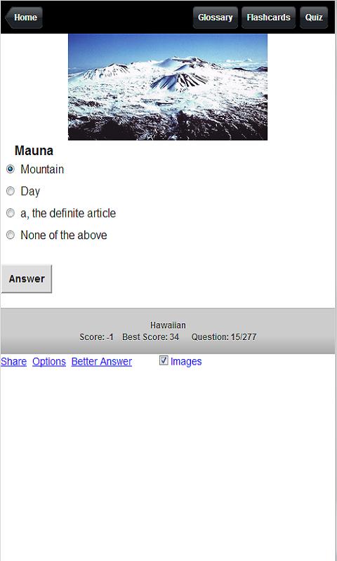 300 Hawaiian Word Dict &amp; Quiz Screen 3