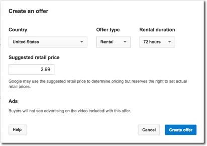 Create a rental offer dialog box