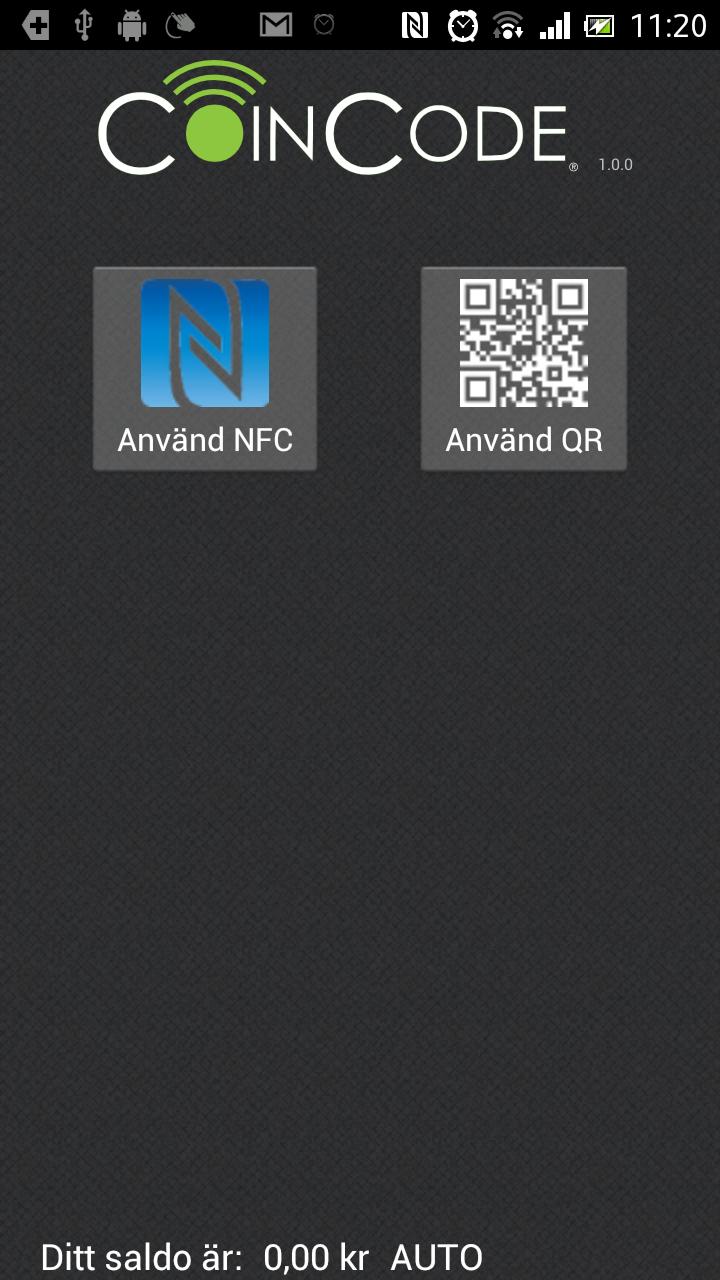 Coincode – Mobile payment Screen 1