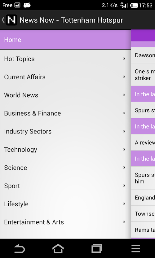 Android application NewsNow screenshort