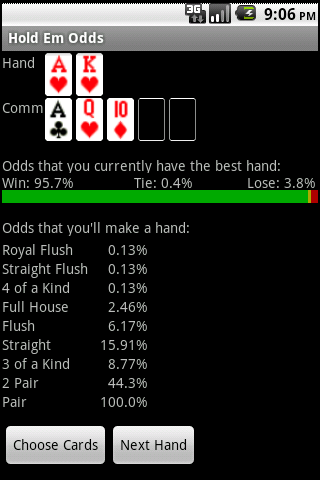 Android application Texas Hold Em Odds screenshort