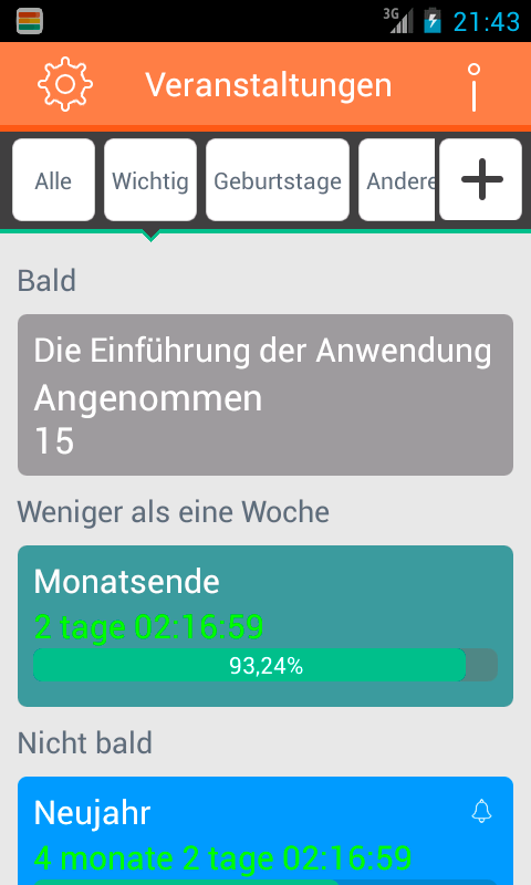 Android application Countdown Events screenshort