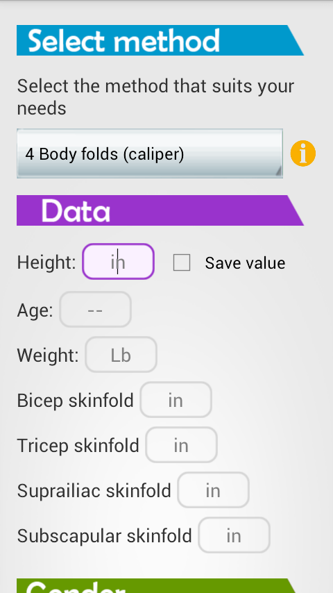 Body fat calculator  Pro Screen 1