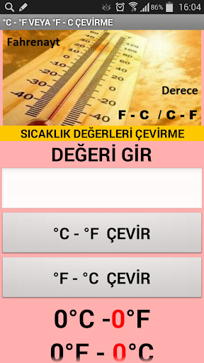 Sıcaklık Birimlerini Çevirme