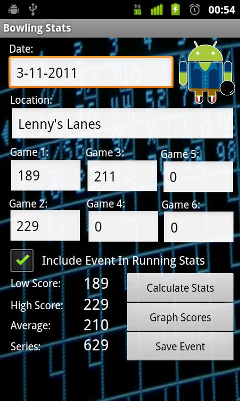 Bowling Stats Screen 2