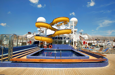 Costa Fortuna's main pool area and waterslide.