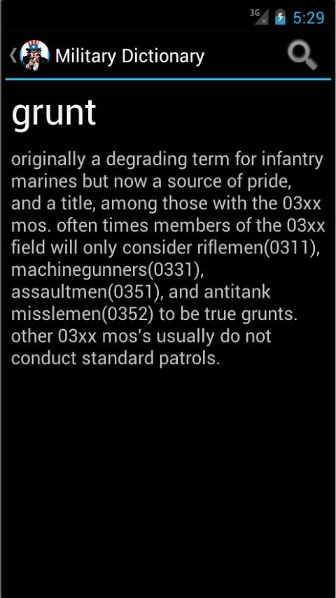 Android application Military Dictionary screenshort