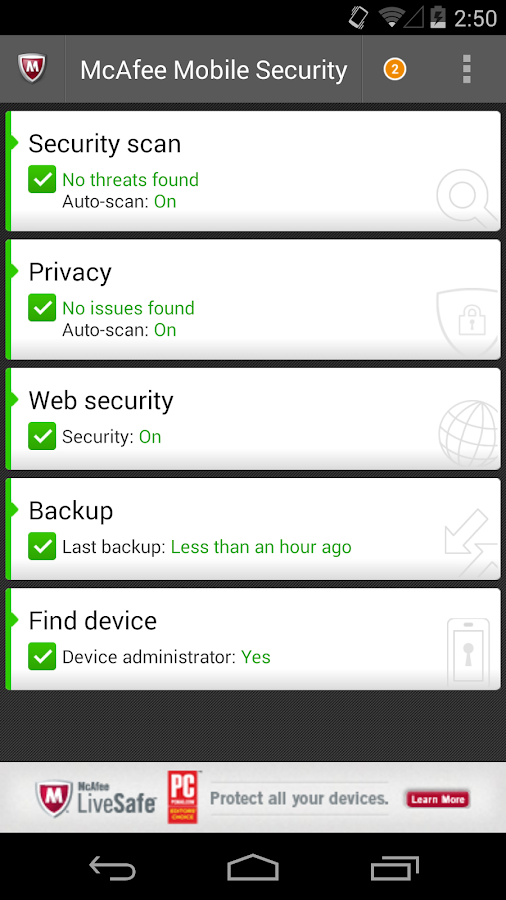 McAfee Antivirus & Security - screenshot
