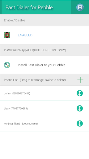 Fast Dialer for Pebble
