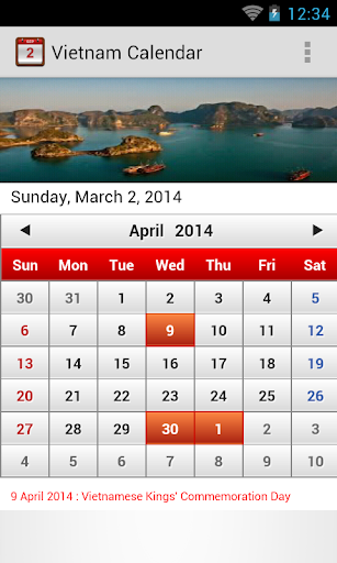 Vietnam Calendar 2014