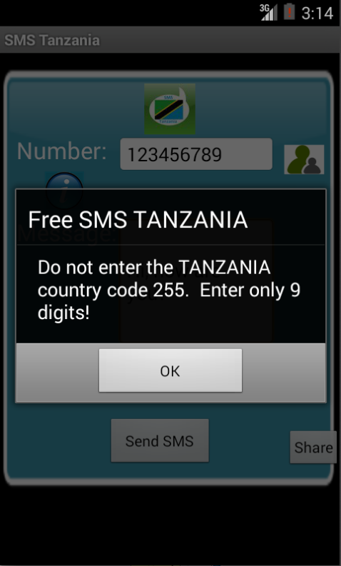 Free SMS Tanzania Screen 2