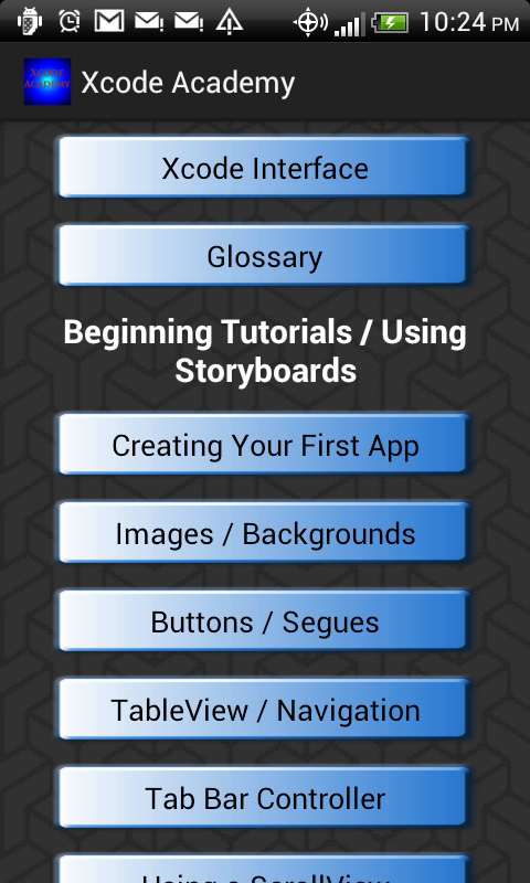 Android application Xcode Academy screenshort