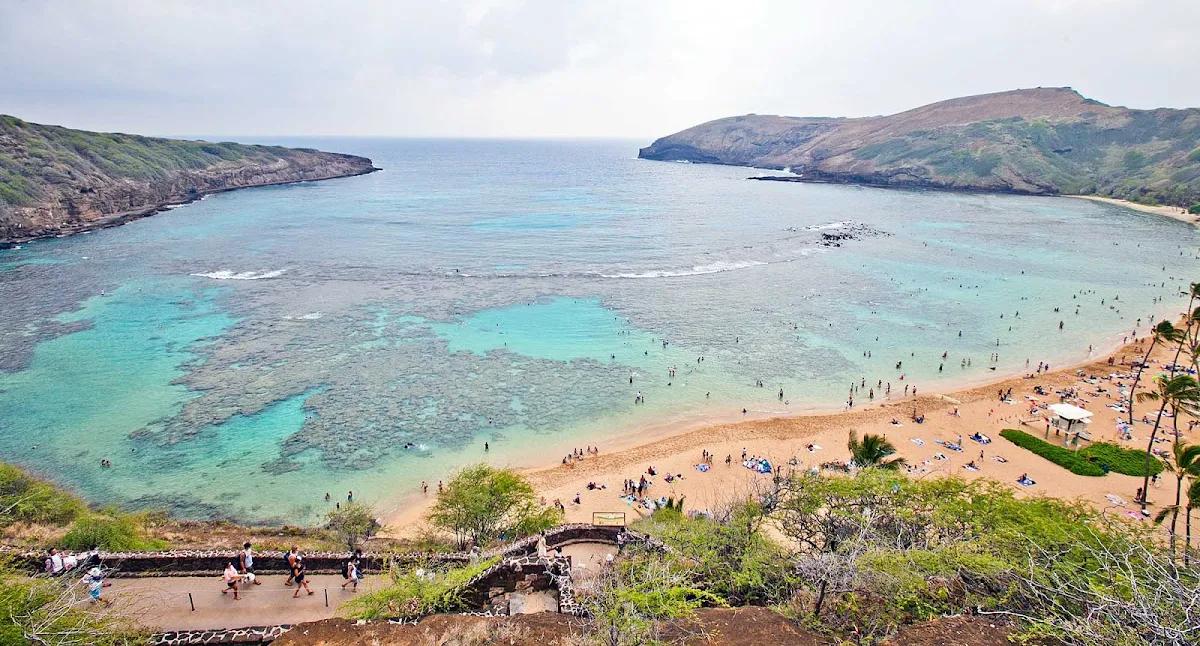Hanauma-Bay-Oahu - More than 1 million people from around the globe visit Hanauma Bay on Oahu each year. Visitors must watch a short documentary before entering the park. 