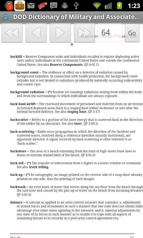 DOD Dictionary and Terms Screen 2