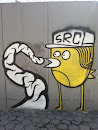 Grafite Passarinho Comendo Minhoca